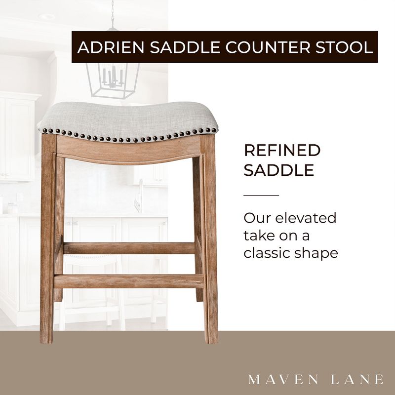 Maven Lane Adrien Upholstered Backless Saddle Kitchen Stool, Set of 3, 4 of 8