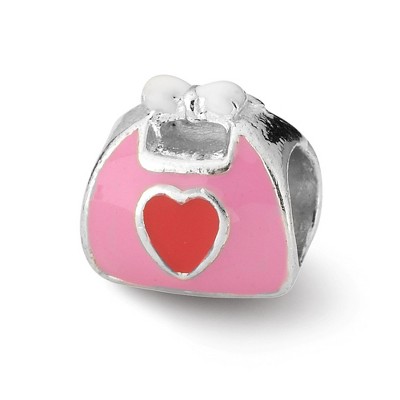 Black Bow Jewelry Sterling Silver and Pink Red Enameled Purse Bead Charm