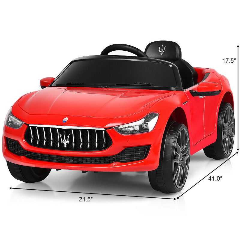 Costway 12V Maserati Licensed Kids Ride on Car w/ RC Remote Control Led Lights MP3 BluePinkWhite, 3 of 11