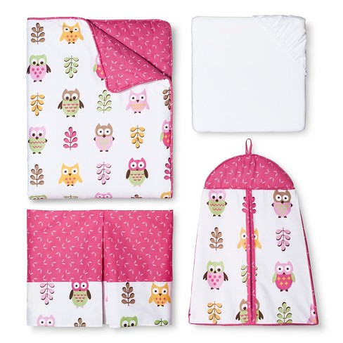 Sweet Jojo Designs 11pc Happy Owl Crib Bedding Set Pink Brown