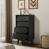 HDZNVF 4 Drawer Double Dresser Features Vintage Style And Bevel Design Black - 2 of 4