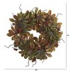 Nearly Natural 24” Fatsia with Berries Autumn Artificial Wreath - 3 of 4