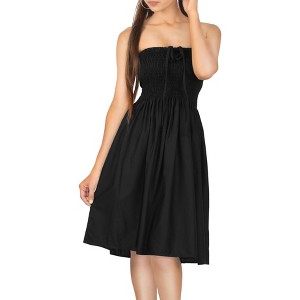 LA LEELA Women's Beachwear Swimsuit Coverups for Women Summer Swim Beach Dress Cover Ups for Swimwear Women Front Tie Bathing Suit XL-XXL Black, Solid - 1 of 4