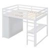 PAGED Twin Size Loft Bed with Desk Modern Simple Wooden Bed Frame with Storage Shelves, Wardrobe and Guardrail for Bedroom - 4 of 4