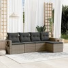 vidaXL 5 Piece Patio Sofa Set with Cushions Gray Poly Rattan - Gray Without table - 2 of 4