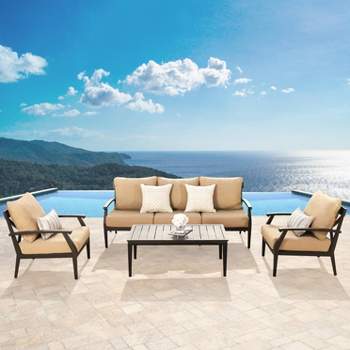 Abbyson Living Thousand Oaks 4pcOutdoor Seating Set with Sunbrella Fabric Beige