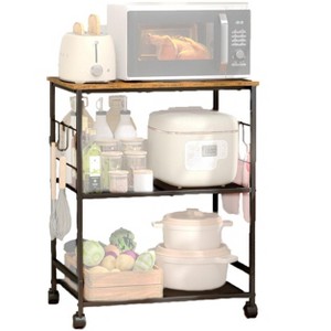 Itopfox Rolling Kitchen Microwave Cart, 3 Tier Mobile Stand with Storage, Utility Cart on Lockable Wheels, Coffee Bar Shelf Organizer for Living Room - 1 of 4