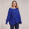 Coolmee Women's Plus Size Sweater Fall Batwing Long Sleeve Crochet Hollow Out Pullover Knit Sweaters Jumper Tops - 2 of 4