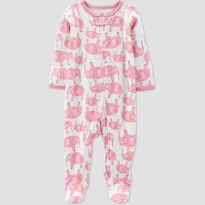 Image of Carter's Just One You® Baby Girls' Elephant Footed Pajama - Pink 6M