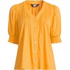Lands' End Women's Button Pintuck Puff Sleeve Top - 3 of 4