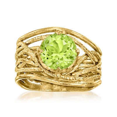 Ross-Simons 1.90 Carat Peridot Textured Openwork Ring in 18kt Gold Over Sterling