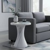 LeisureMod Isidra 19" Round Fiberstone Side Table with Marble-Inspired Finish and Flared Pedestal Base for Living Rooms, Patios, or Lounge Spaces - 3 of 4