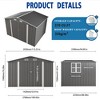 Vynxaria 10x8FT Large Outdoor Metal Storage Shed,Lockable Double Door with Air Vent & Clear Window for Bicycles/Tools/Lawnmowers,Backyard/Patio, Gray - 2 of 4