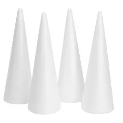 Juvale 4 Pack Foam Cones for DIY Crafts, Christmas Gnomes, Holiday Party Decor, White, 13.5x5.5 in