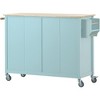 Chery Life 54.3 Inch Width White Kitchen Island Cart with Solid Wood Top and Locking Wheels, 4 Door Cabinet and Two Drawers,Spice Rack, Towel Rack - 3 of 4