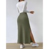 Women's Split Ribbed Knit Bodycon Maxi Skirt High Waisted Side Slit Pencil Long Skirts - 2 of 3