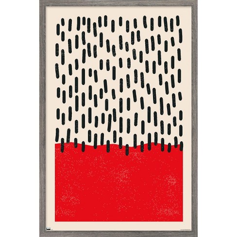 Trends International Geometric - Red Framed Wall Poster Prints Barnwood ...