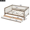 Full Size Wooden Upholstered Daybed with Trundle/Drawers and Nailhead Decoration 4L, Beige -ModernLuxe - 3 of 4