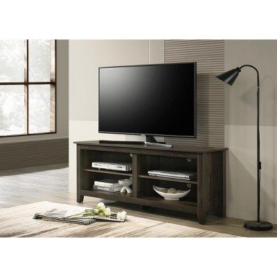 VYNXARI 58" Wide Dark Dusty Oak Finish TV Stand with Open Shelves and Cable Management,Storage Cabinets with doors and shelves
