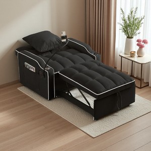 3-in-1 Fabric Convertible Sleeper Chair Sofa Bed with Adjustable Back & USB Port - 1 of 4