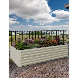 2 Pack Steel Raised Garden Beds 6x3x2ft, Deep Root Planters for Vegetables, Flowers, Herbs, Easy Assembly, Beige/Green - 1 of 4