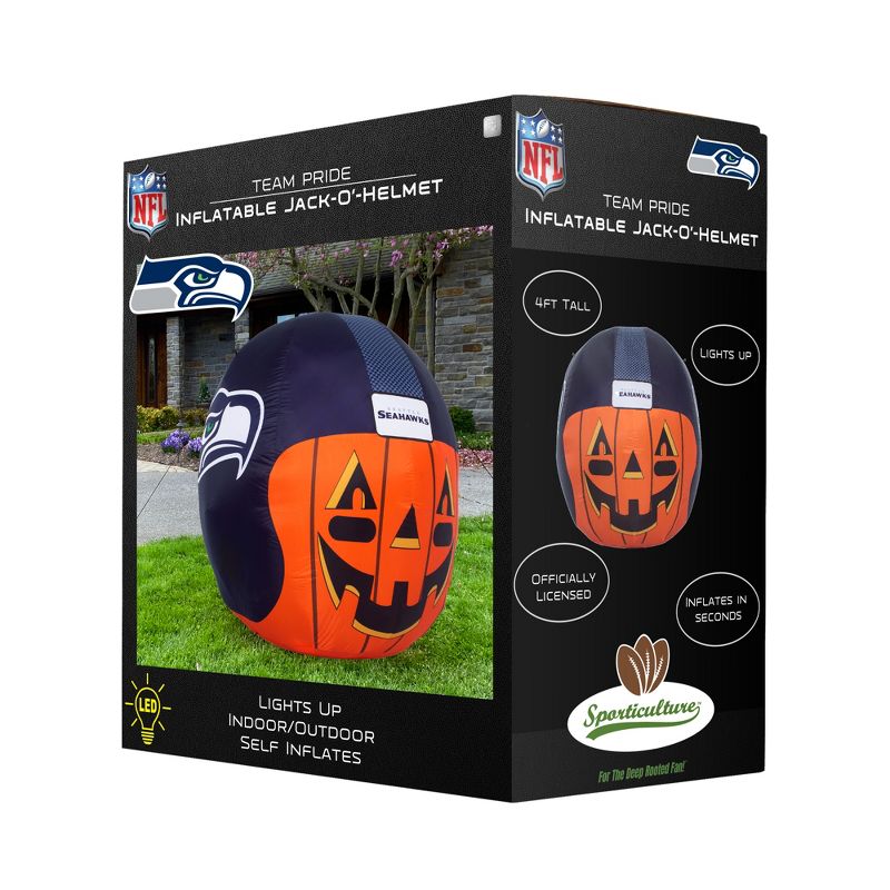 NFL Seattle Seahawks Inflatable Jack O' Helmet, 4 ft Tall, Orange, 2 of 6