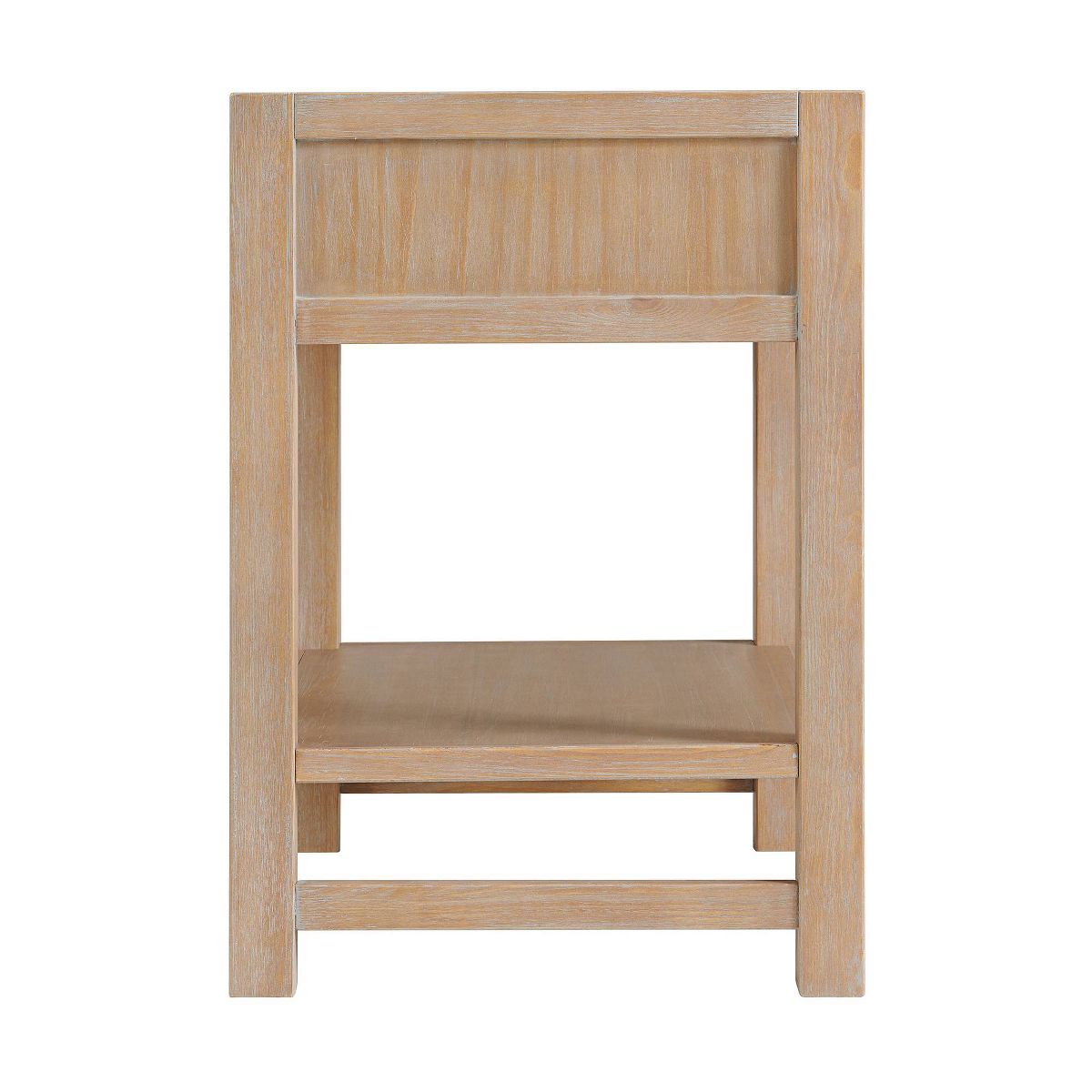 Arden 2 Drawer Wood Nightstand with Open Shelf Light Driftwood - Alaterre Furniture: Solid Pine Bedside Storage - thumbnail 8