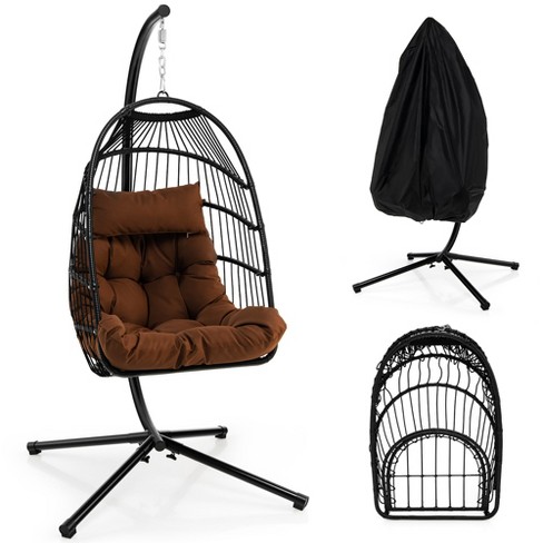 Hanging Egg Chair with Head Pillow and Large Seat Cushion - Costway