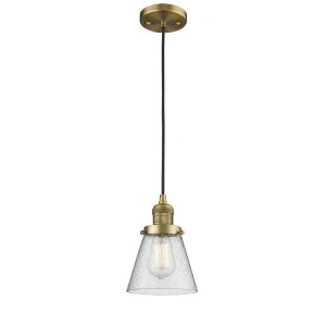 Cone - 1 Light Cord Hung Mini Pendant In Industrial Style-8 Inches Tall and 6 Inches Wide - 1 of 2