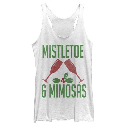 Women's Chin Up Christmas Mistletoe And Mimosas Racerback Tank Top : Target
