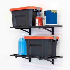 StoreYourBoard 1' x 2' Bristol Garage Wall Mount Shelves | 2 Pack | Black - 1 of 4