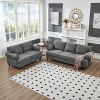 Modern Classic Upholstered Sofa, Polyester/Faux Leather Sofa Couch with Nailhead Trim & Storage - ModernLuxe - 2 of 4