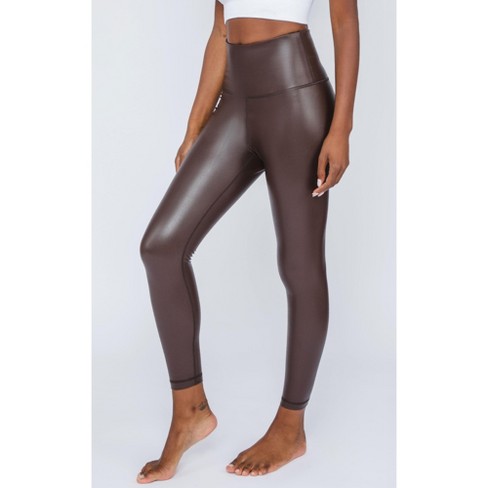 90 Degree By Reflex Interlink Faux Leather High Waist Cire Ankle Legging -  Black Cire - Medium : Target