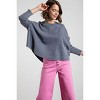 Slickblue Women's Thermal Crewneck Top, Mineral Wash Finish, Loose Fit, Soft Pink/Ash Navy, Size S-L - 2 of 4