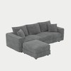 TiramisuBest 82.7" Plush Corduroy 3-Seat Sofa, Modern Deep Seat Cloud Couch with Soft Pillows & Ottoman, Convertible Lounge for Living,Grey - 4 of 4