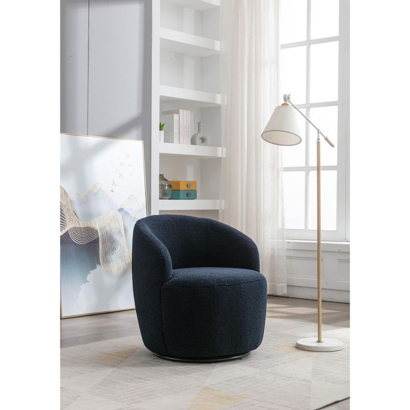 Fannie Teddy Swivel Accent Armchair Barrel Chair,25.60'' Wide Small Swivel Chair,360° Upholstered Swivel Barrel Chair-Maison Boucle‎, 3 of 10