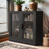 PexFix 31" Modern Wood Bookshelf Storage Cabinet with 2 Glass Door and Adjustable Shelf for Kitchen Bedroom Entryway Living Room Dinning Room Black - 3 of 4