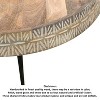 The Urban Port 29" Modern Handcrafted Round Coffee Table Natural Brown Wood Top with Carved Edge Black Iron Legs Brown/Black - 4 of 4