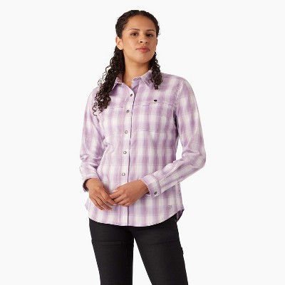 Dickies Women's Cooling Roll-tab Work Shirt, Purple Rose Hillside Plaid ...