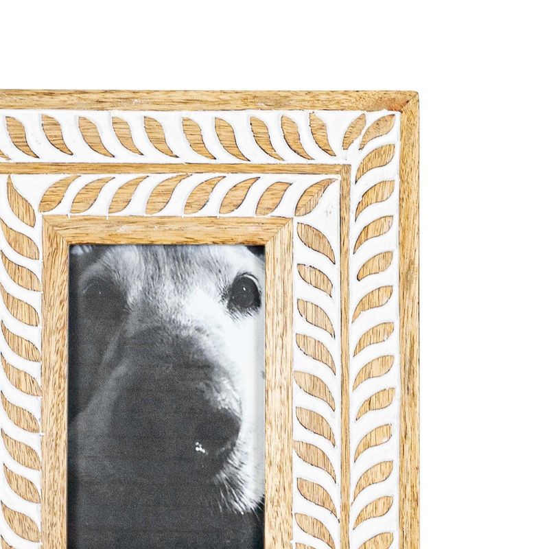 4x6 Inch Carved Botanical White Picture Frame Mango Wood, MDF & Glass by Foreside Home & Garden, 4 of 8