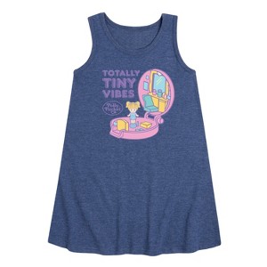 Polly Pocket Totally Tiny Vibes Graphic Sleeveless Aline Dress - Heather Navy - 4T - 1 of 2