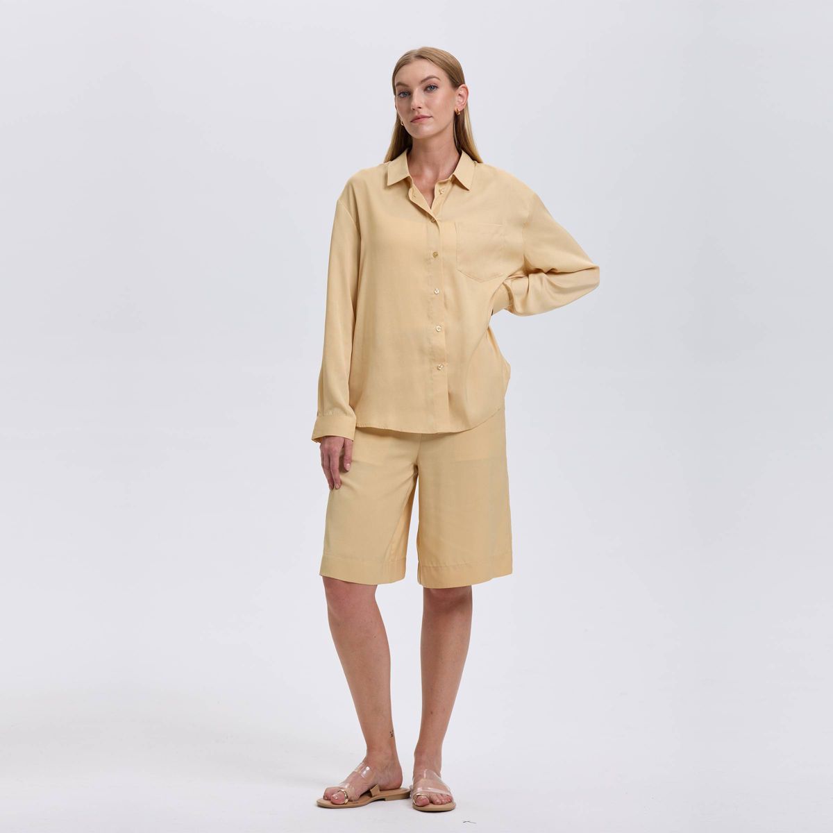 Women's Long Sleeve Oversized Satin Button-Down Shirt - A New Day™ - thumbnail 3