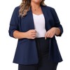 Agnes Orinda Women's Plus Size Button Down Collarless Long Sleeve Business Casual Blazer with Pockets - 2 of 4