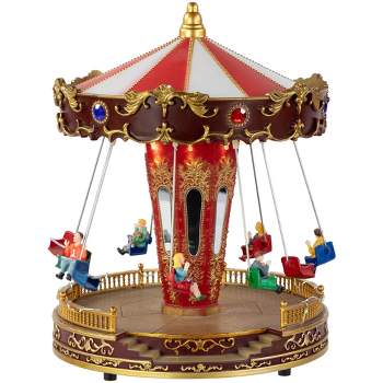 Northlight Animated and Musical Carnival Carousel LED Lighted Christmas Village Display - 10.75"