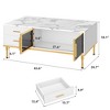 Whizmax Faux Marble Coffee Table - Modern Living Room Table with 4 Drawers & Glass Doors, Fluted Panel Design - 3 of 4
