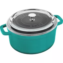 Staub Cast Iron 4-qt Round Cocotte with Glass Lid - Turquoise