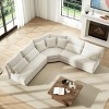 5 Seater L-Shaped Sectional Sofa with Curved Corner and 7 Pillows, Corduroy Upholstered Corner Sectional Sofa for Living Room-Coolbibila - 3 of 4