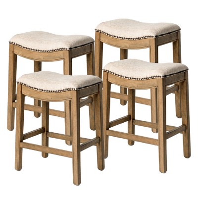 Maven Lane Adrien Upholstered Backless Saddle Kitchen Stool, Set of 4