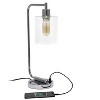 Creekwood Home Vintage Vantage 18.8" Curved Arm Desk Lamp with Glass Shade and USB Ports - 3 of 4