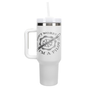 Elanze Designs Don�t Worry I'm A Pilot Airplane 40 oz. Stainless Steel, Large Water Bottle Coffee Mug, Spill & Leak Resistant, Thermal Travel Tumbler - 1 of 1